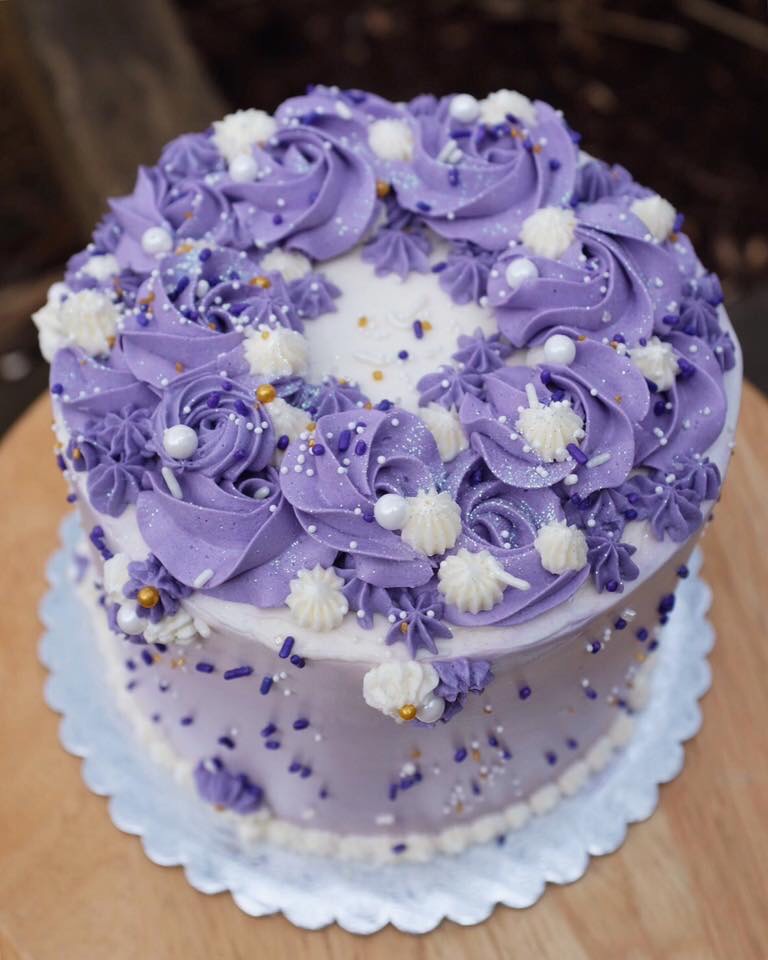 Purple glitter cake
